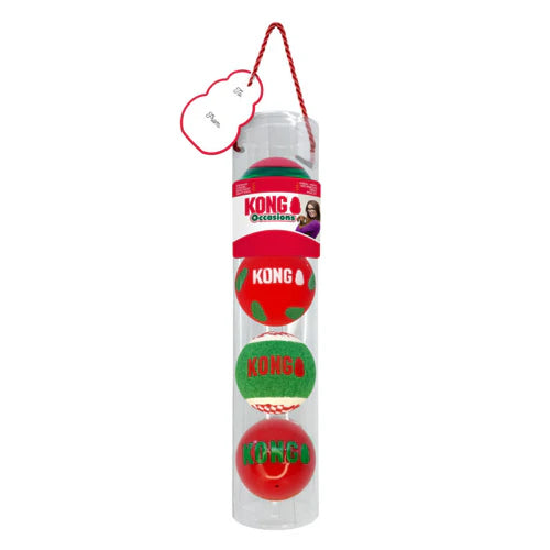 KONG Occasions Holiday Ball Set – Festive Fun in a Giftable Tube