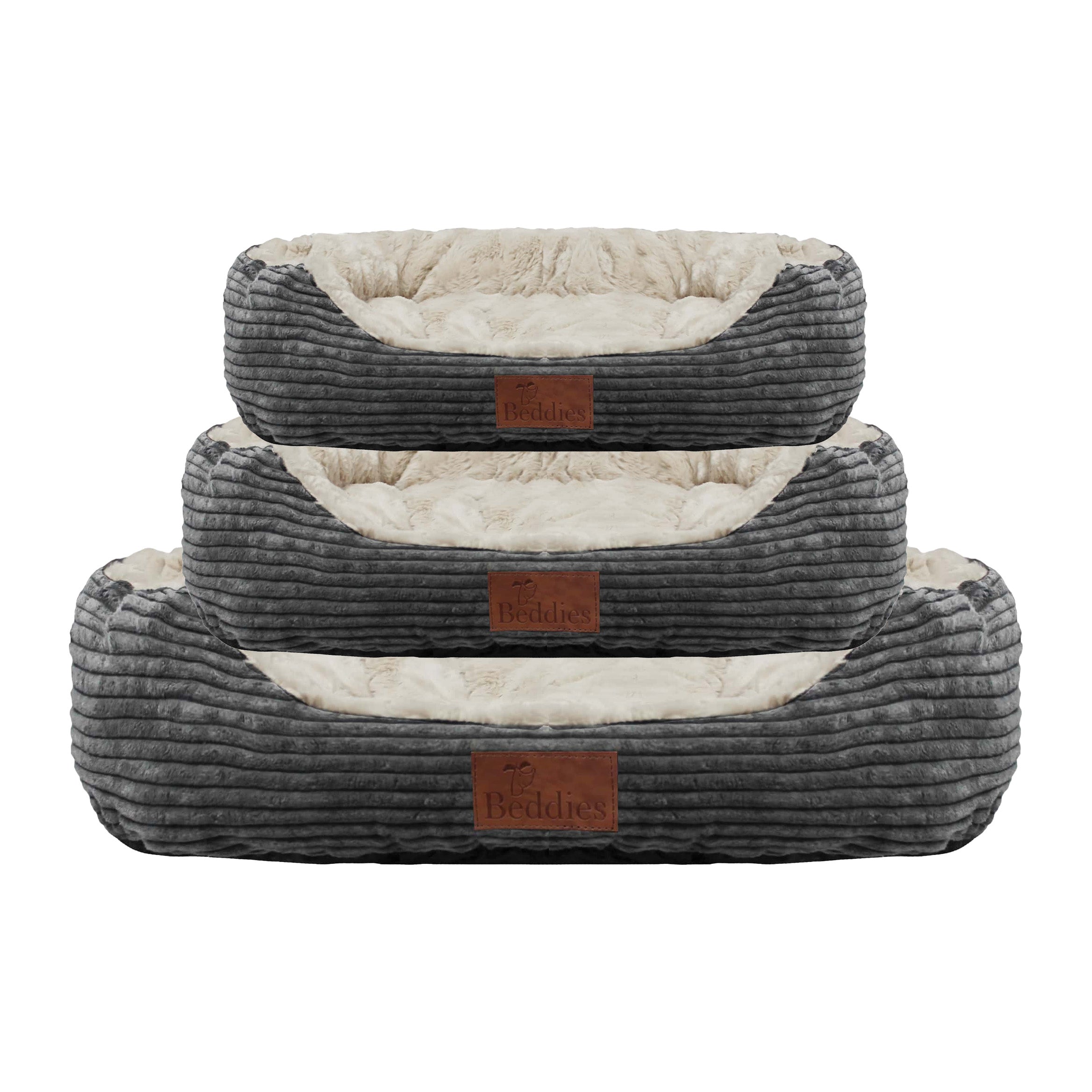 Beddies Plush Cord Dog Bed Lounger - Grey