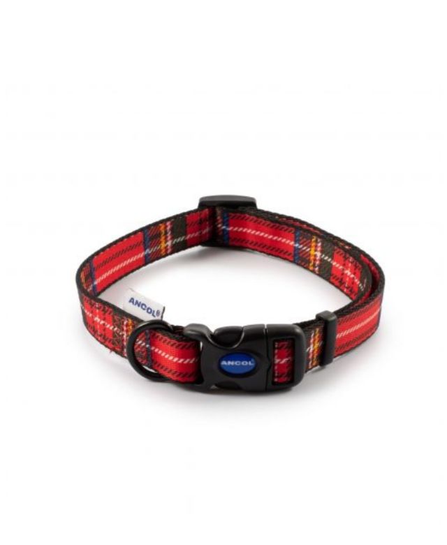 Ancol Red Tartan Adjustable Collar Neck 30-50Cm