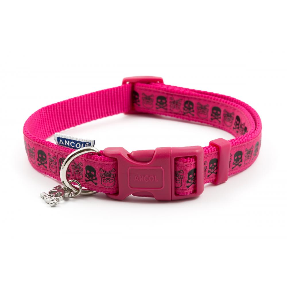 Ancol Pink Skull Collar Neck 45-70Cm