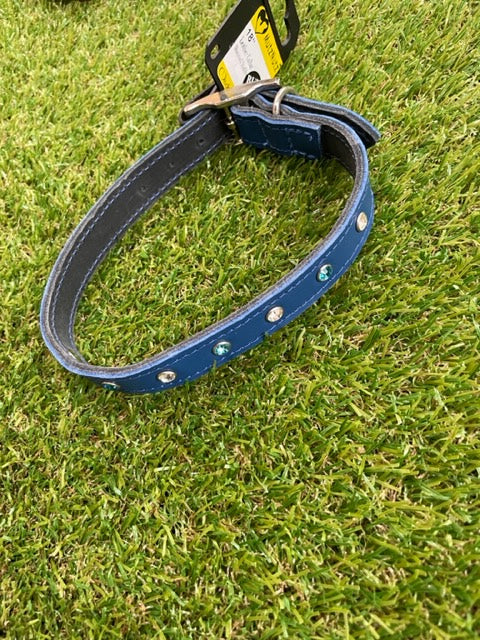 18 Inch Diamond Studded Leather Dog Collar