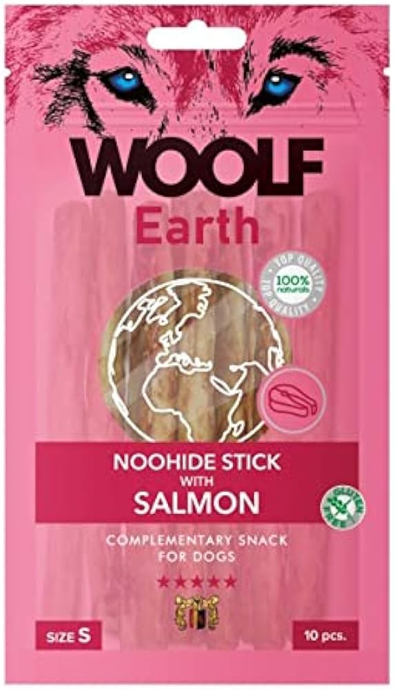 Woolf Earth Noohide Stick With Salmon Large 2PCS