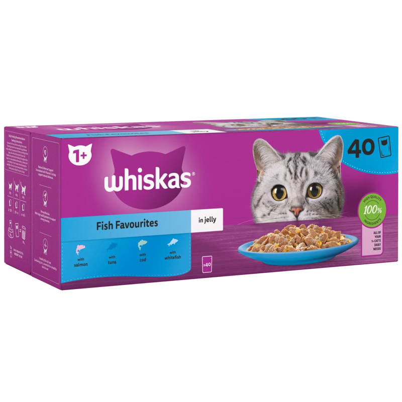 Whiskas Fish Favourites in Jelly Cat Food  40 Pack