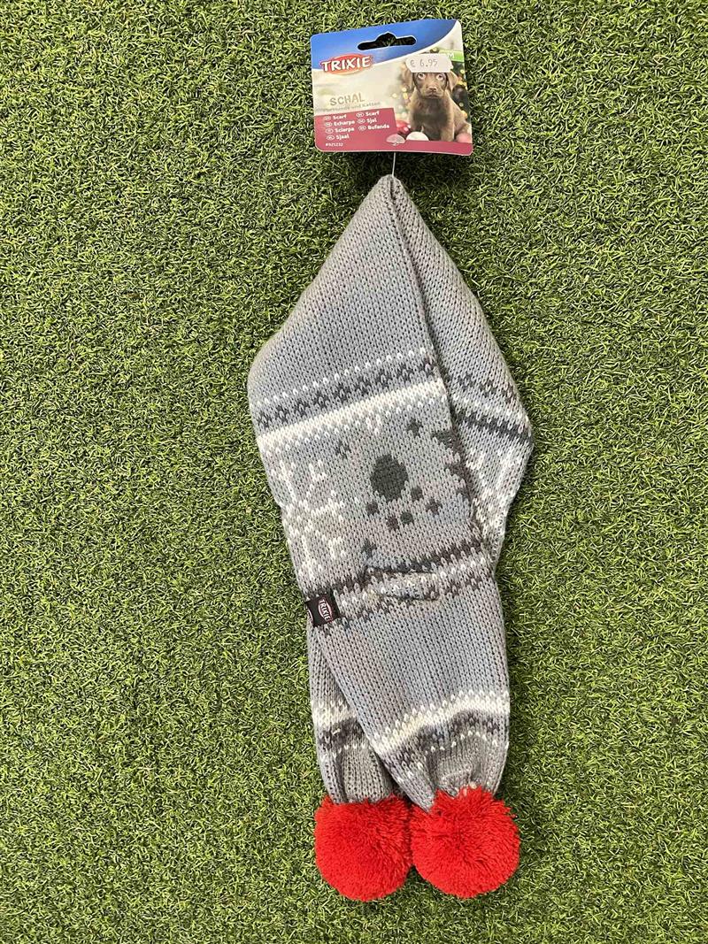 Trixie Christmas Scarf Grey andWhite - Medium