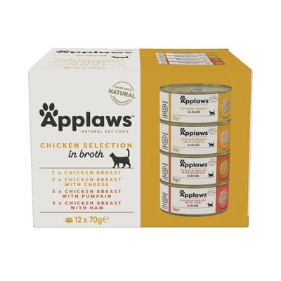 Applaws Natural Wet Cat Food – Chicken Selection in Broth (12 x 70g)