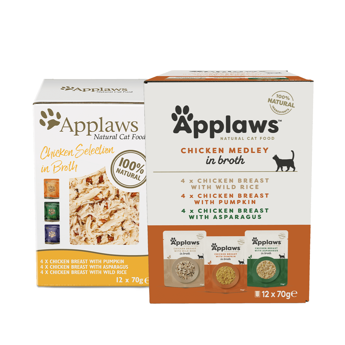 Applaws Natural Wet Cat Food – Chicken Medley in Broth (12 x 70g)