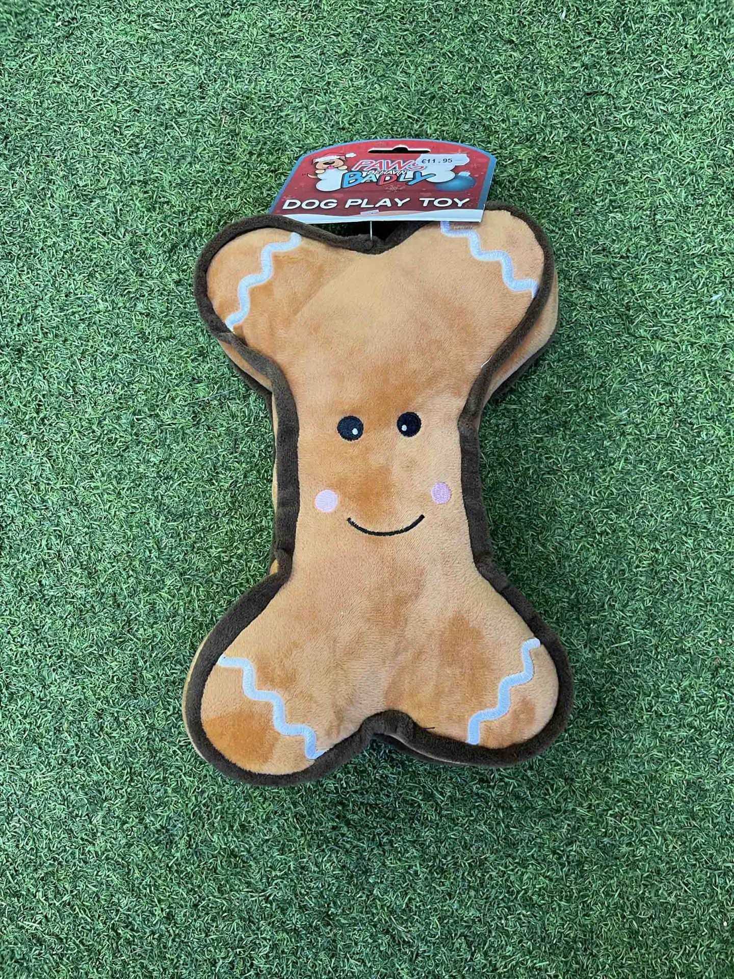 Plush Gingerbread Man bone Dog Toy