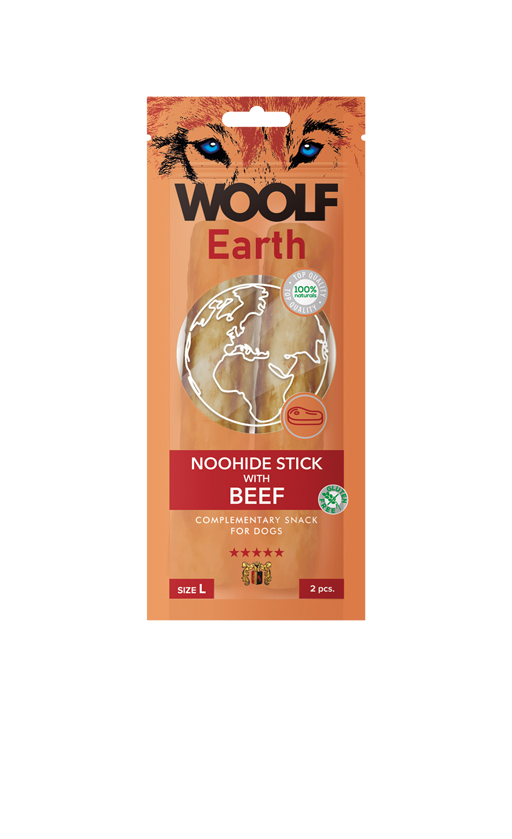 Woolf Noohide Stick With Beef Size L 2PK