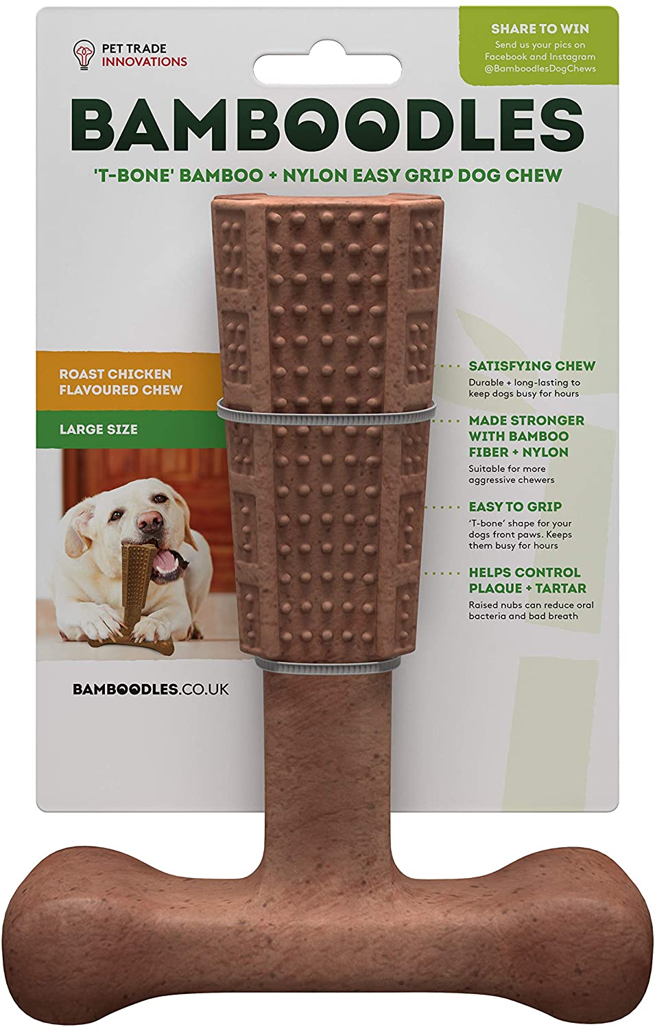 Bamboodles T-Bone Dog Chew LARGE Roast CHICKEN