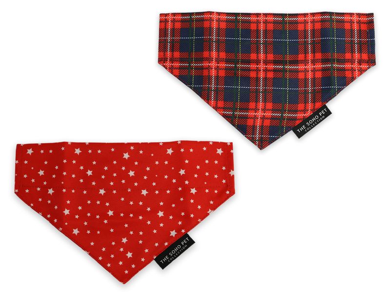 Tartan/Stars Dog Bandana 2Pack