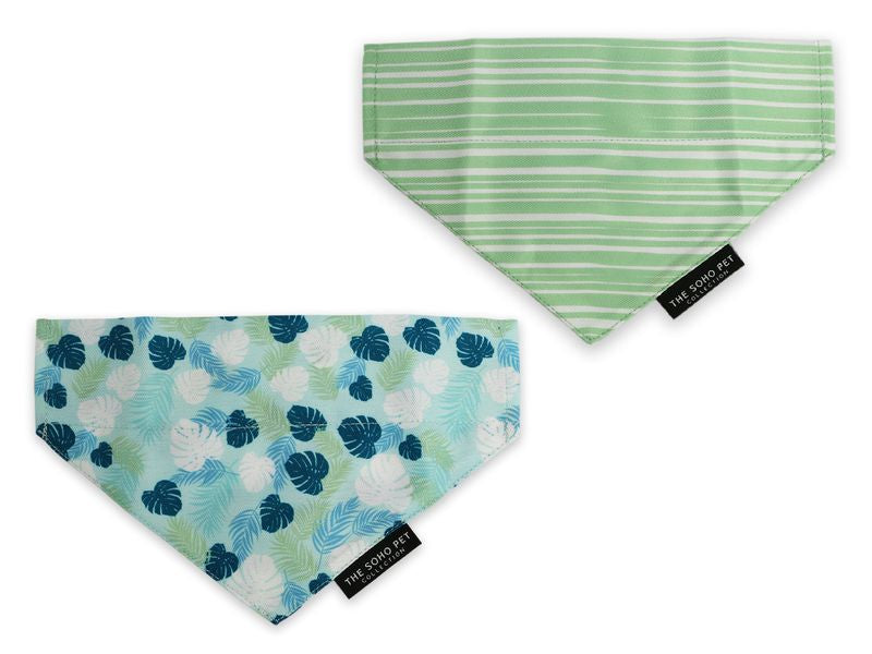 Stripe/Leaves Dog Bandana 2Pack