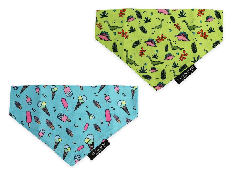 Dino/Ice Cream Dog Bandana 2Pack