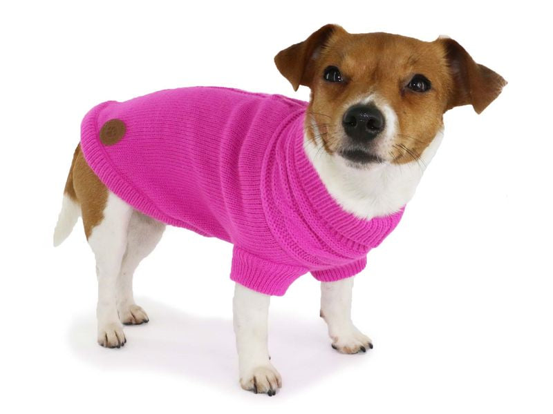 Ancol Pink Cable Knit Dog Jumper