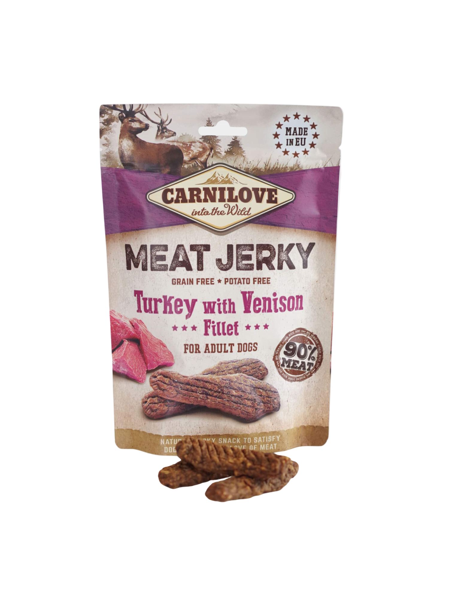 Carnilove meat jerky package for dogs 
