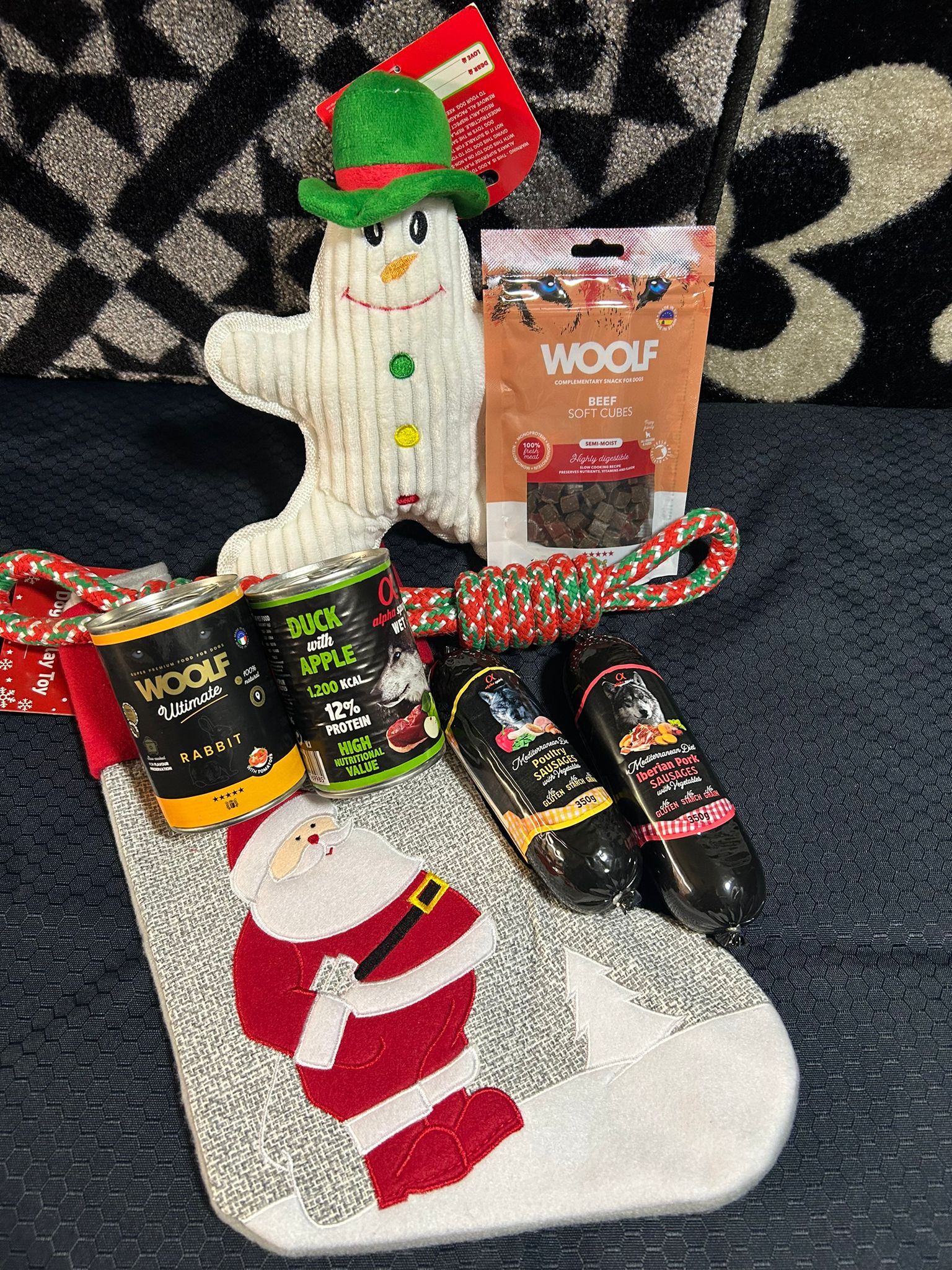 Doggy christmas stocking foody deal.