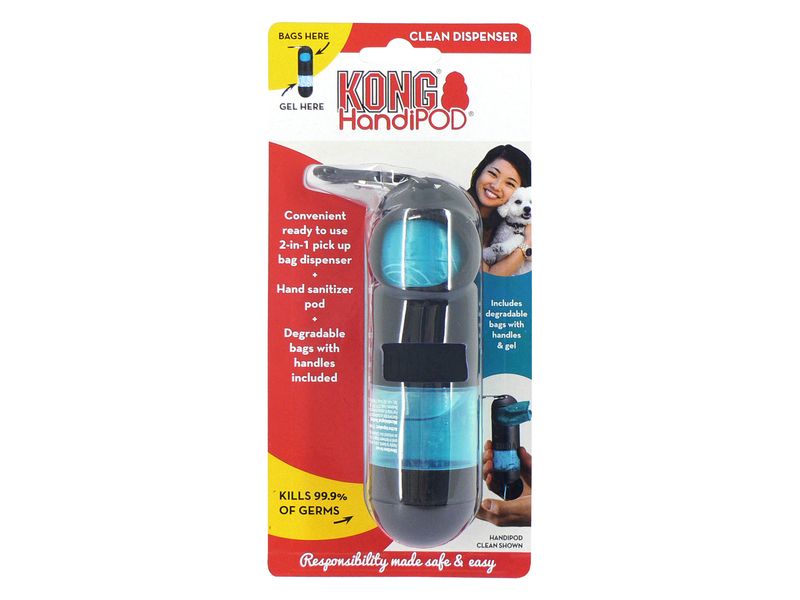 KONG HandiPOD Clean Dispenser – 2‑in‑1 Bag Dispenser & Hand Sanitiser