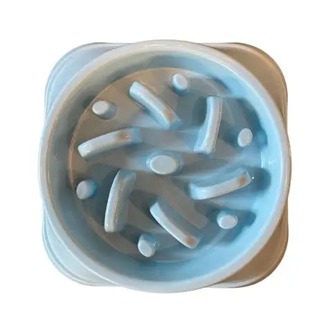 Small/Medium Blue Hem and Boo Slow Feeder Pet Bowl