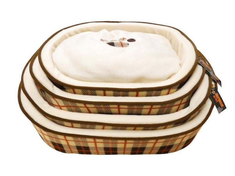 Barkbury Checkers Nest Dog Bed  - Cream