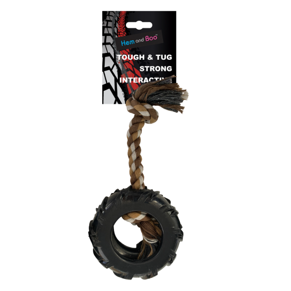 Hem and Boo Tough Tyre Tug Dog Toy