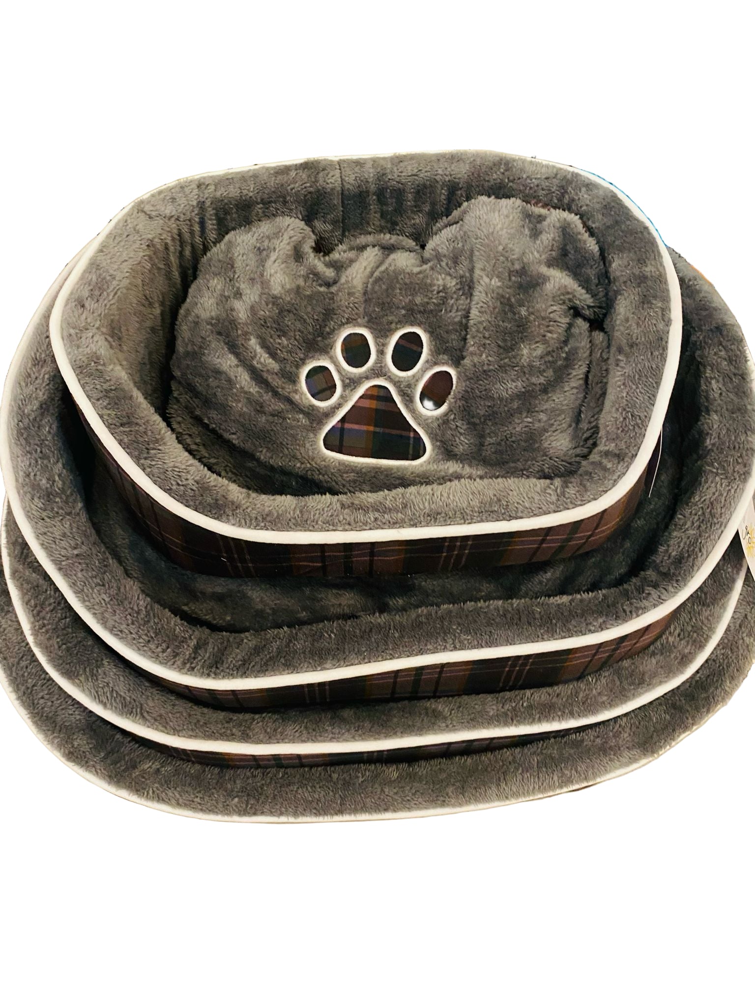 Barkbury Checkers Nest  Dog Bed - Dark Grey