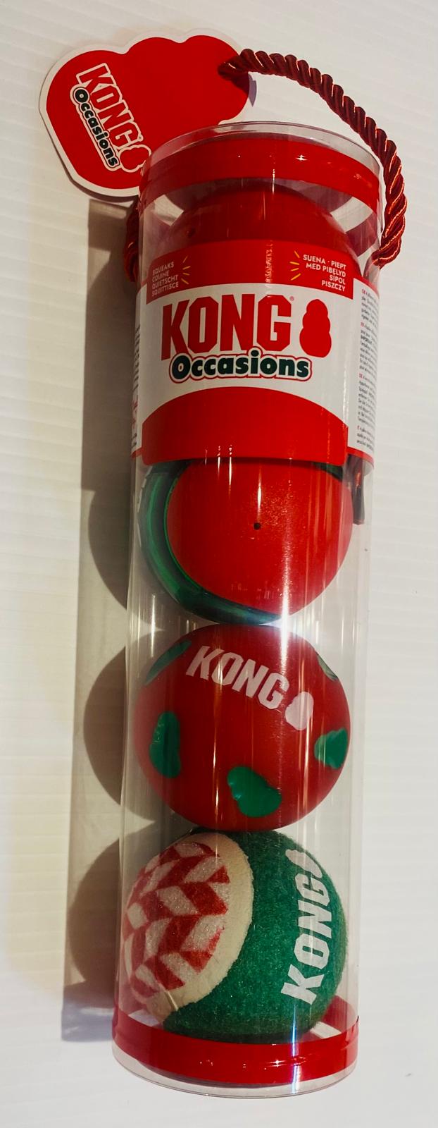 KONG Occasions Holiday Ball Set – Festive Fun in a Giftable Tube