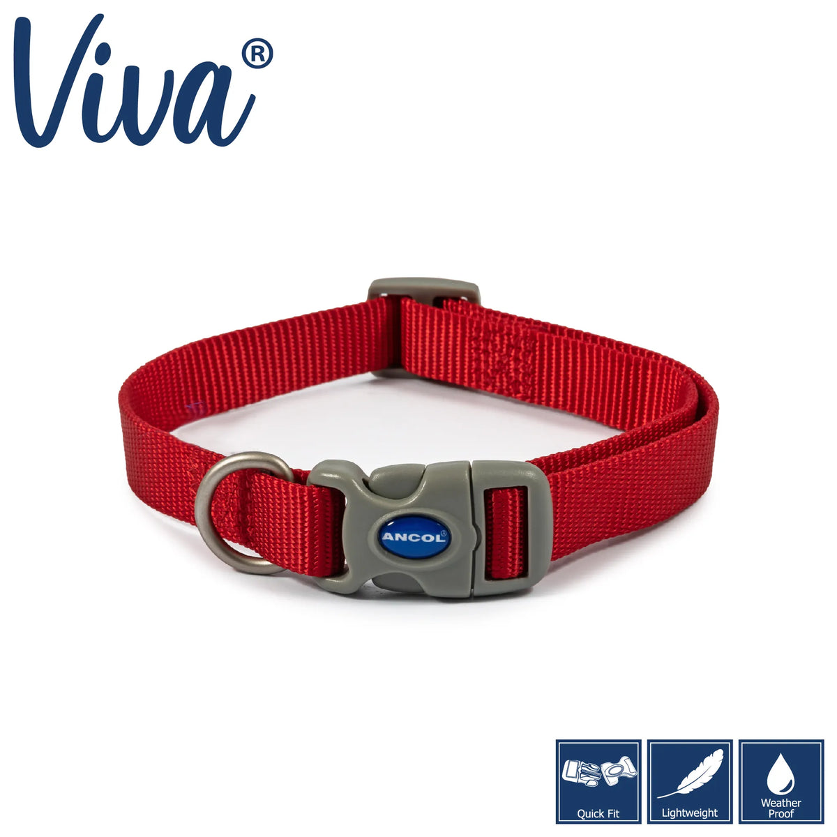 Ancol ADJ Dog Collar - Red