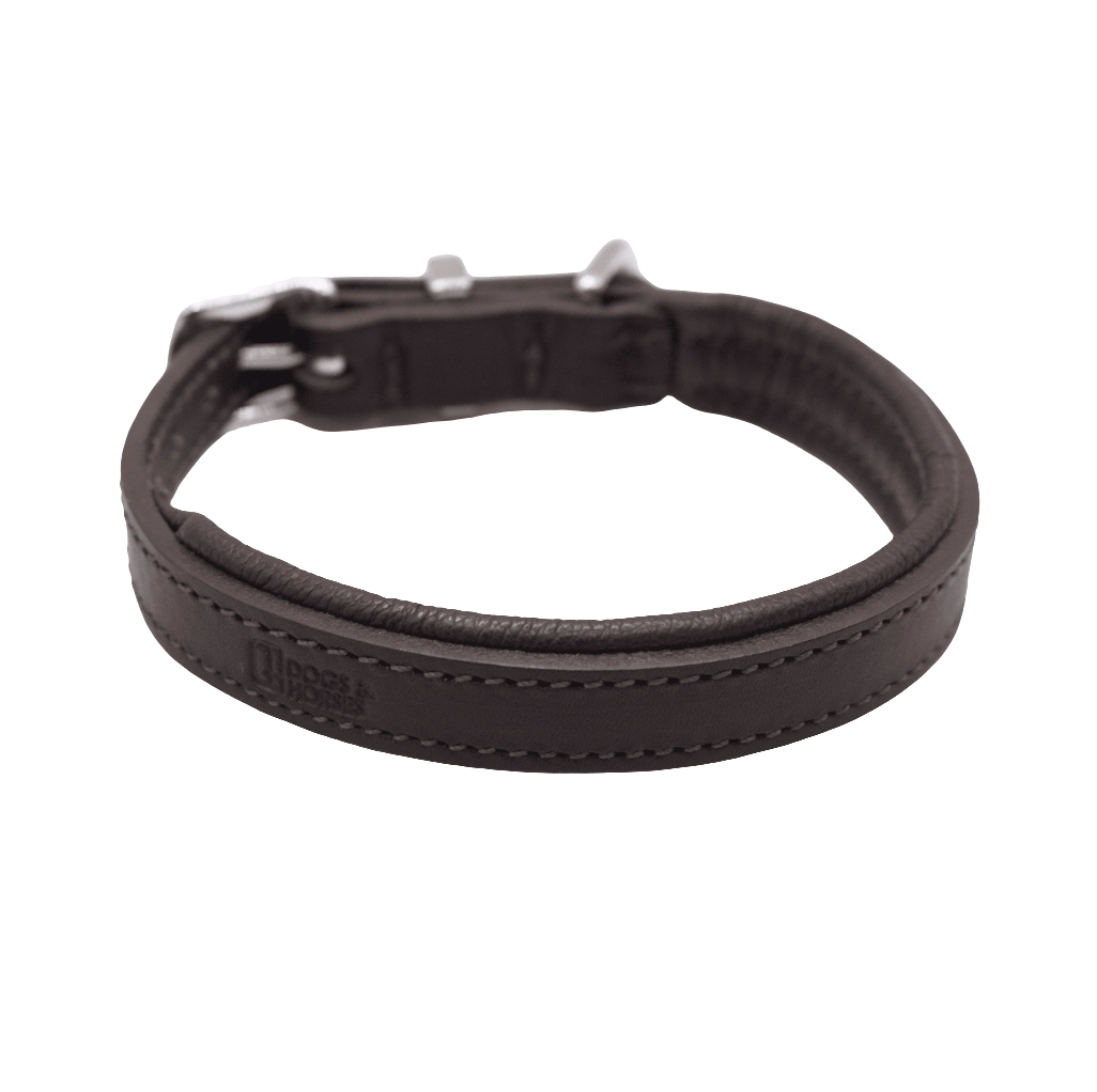Black Sewn Bridle Leather Dog Collar