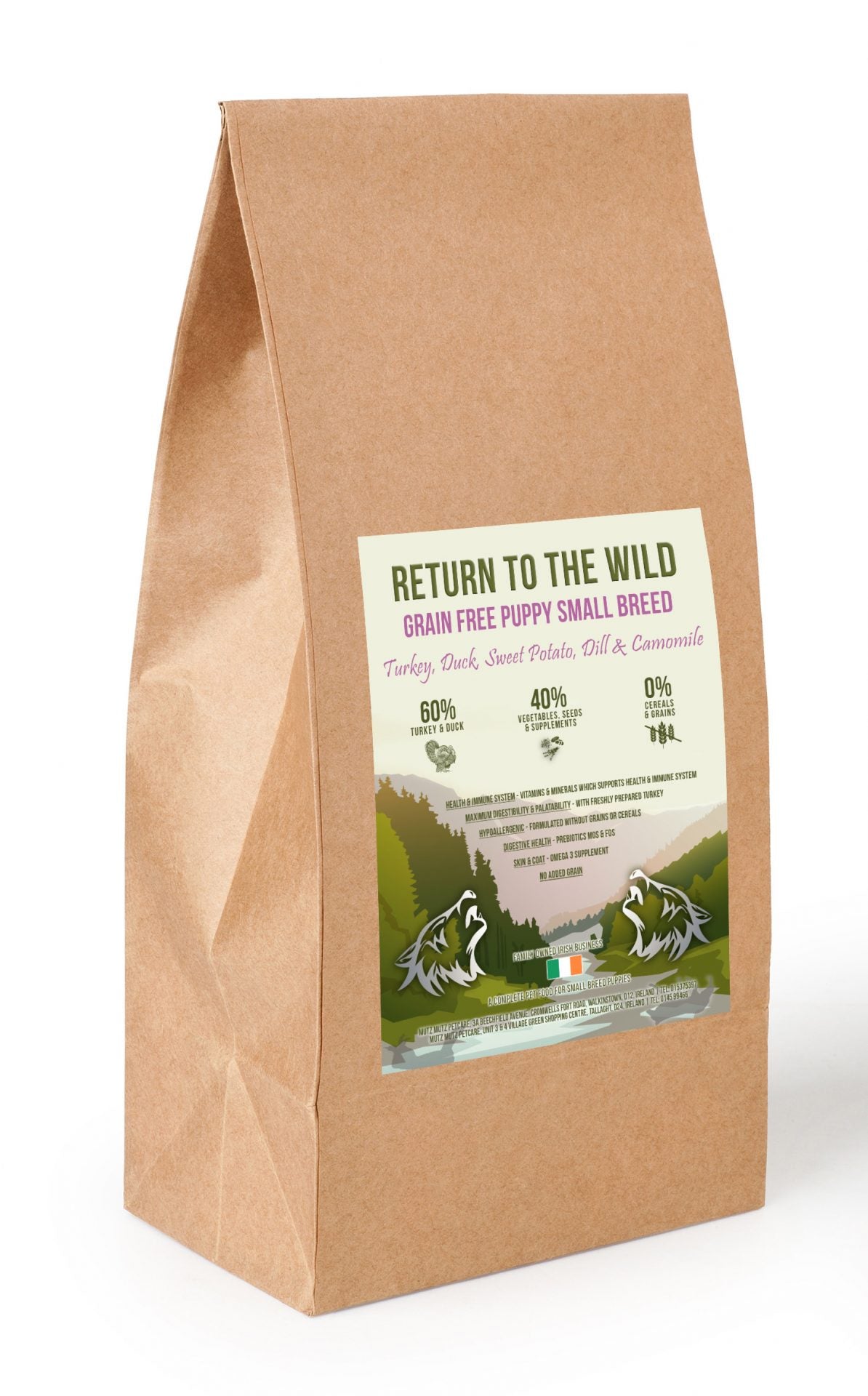 Return To The Wild - Grain Free Puppy Small Breed - Turkey, Duck, Sweet Potato, Dill And Camomile 2Kg