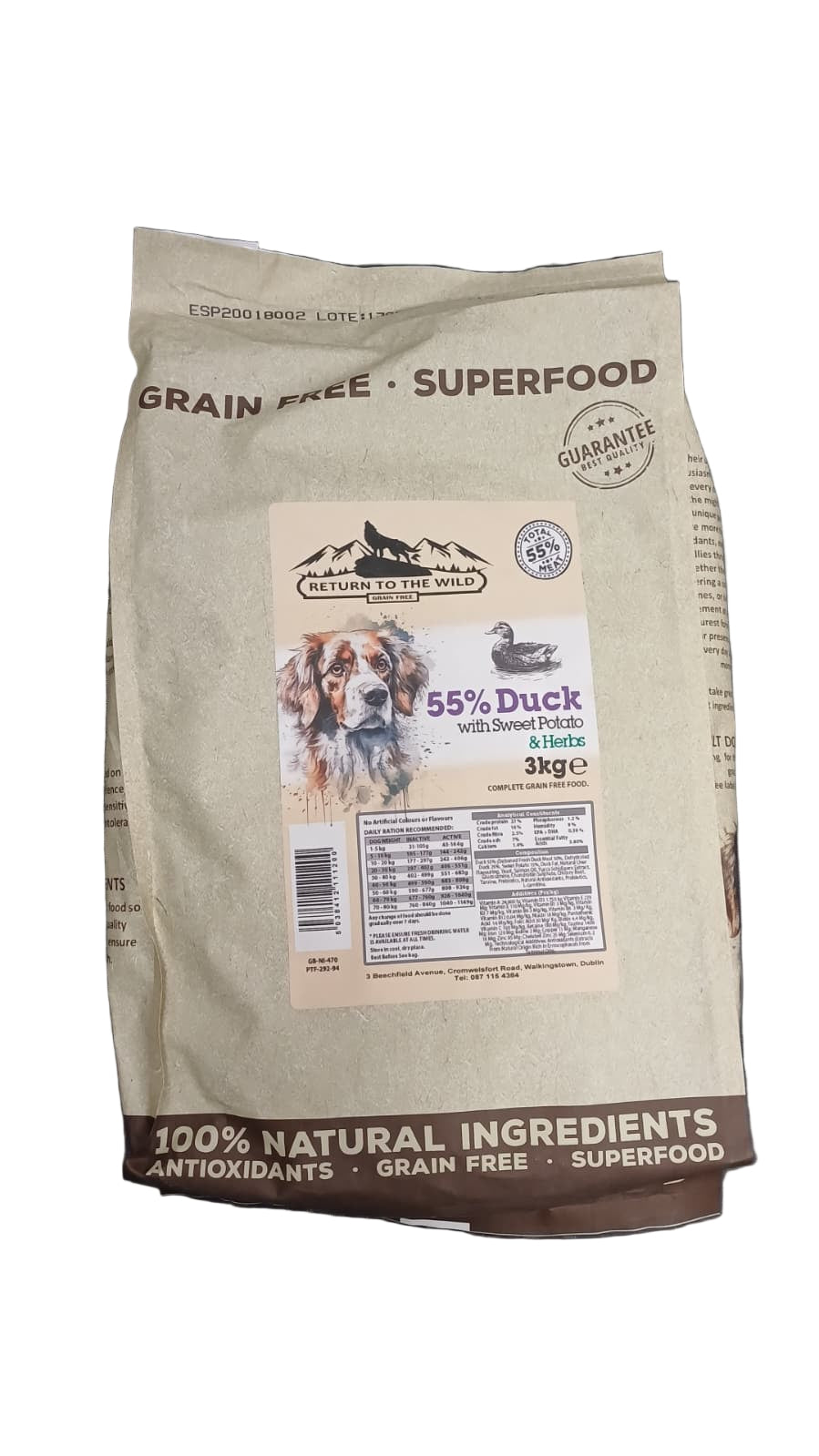 Superfood Return to the Wild Adult Dog - 55% Duck