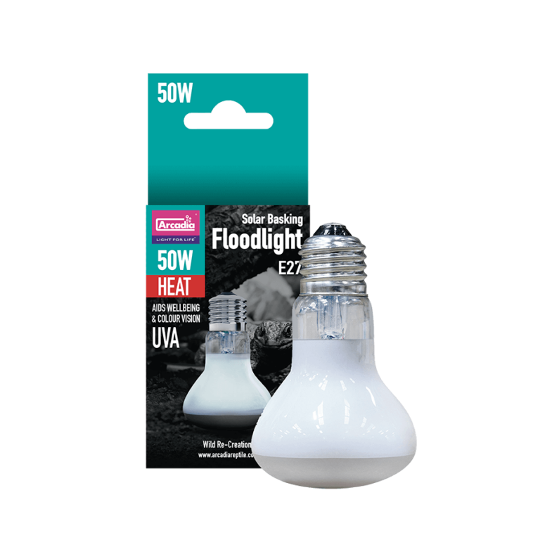 Arcadia Solar Basking Floodlight 50W – Gentle Heat & UVA for Natural Reptile Behaviour