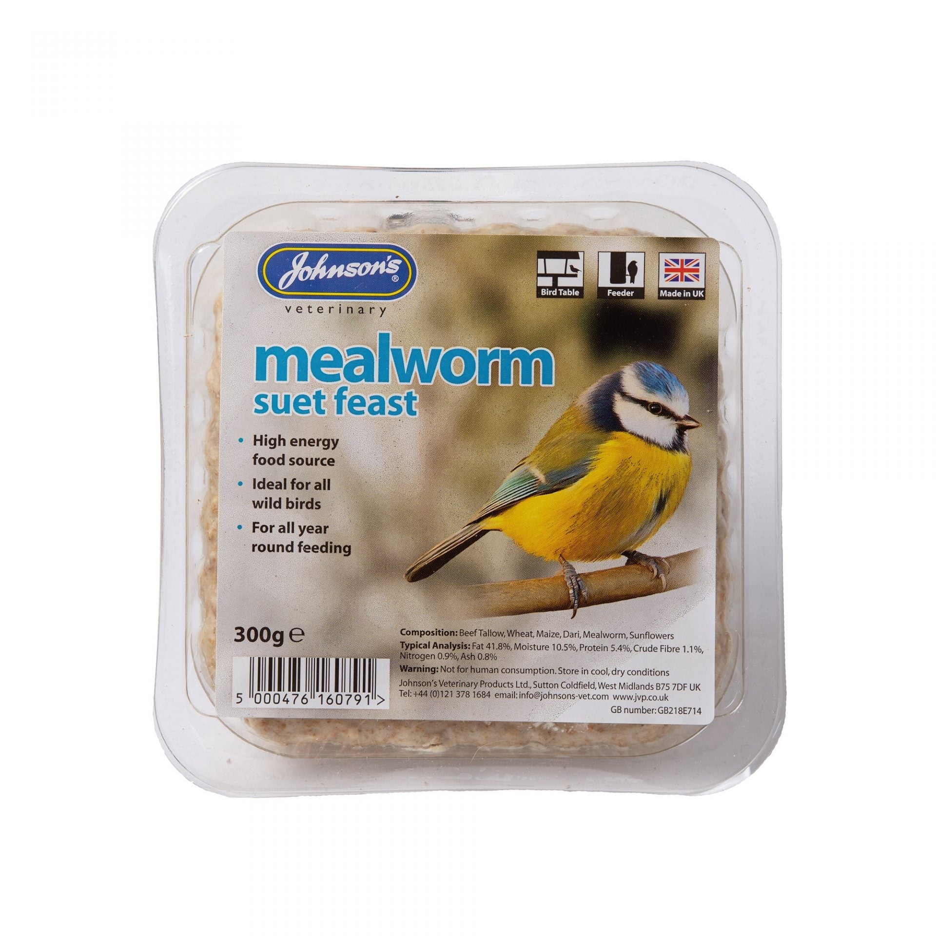 Johnson's Veterinary Mealworm Suet Feast 300g