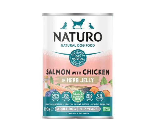Naturo Salmon & Chicken in Herb Jelly – Wet Food Adult Dogs 12PACK