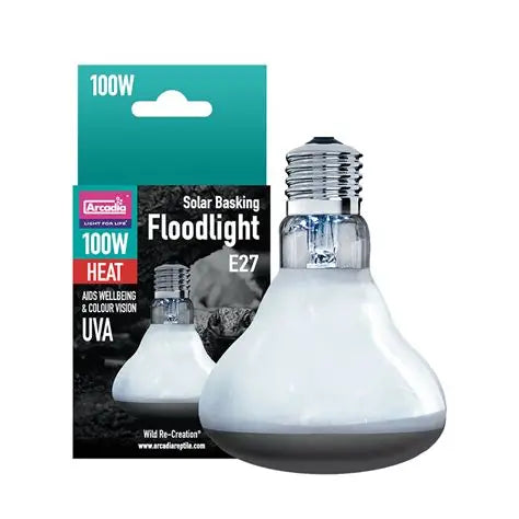 Arcadia Solar Basking Floodlight 100W – Gentle Heat & UVA for Natural Reptile Behaviour