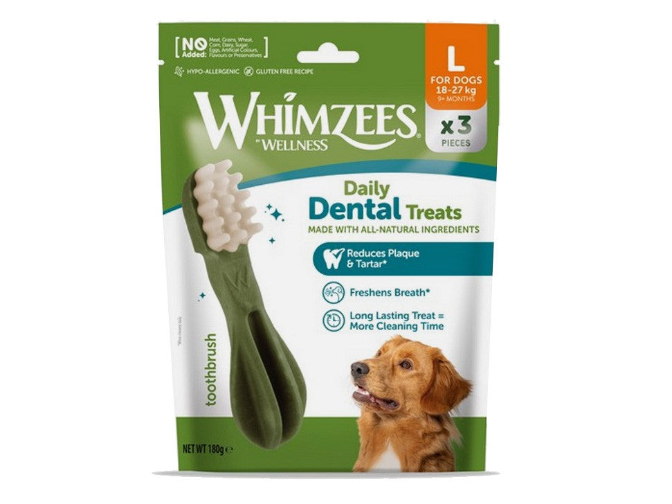 Whimzees Wellness Daily Dog Dental Treats (Large Toothbrush, 3 Pack)