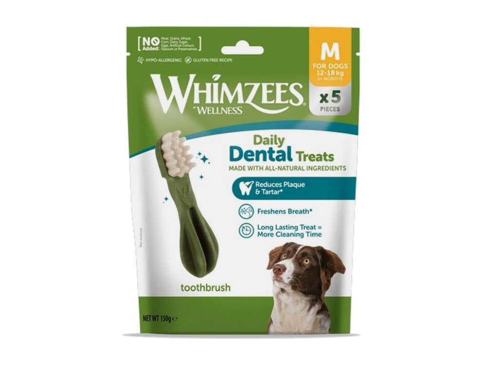 Whimzees Wellness Daily Dental Treats (Medium Toothbrush, 5 Pack)