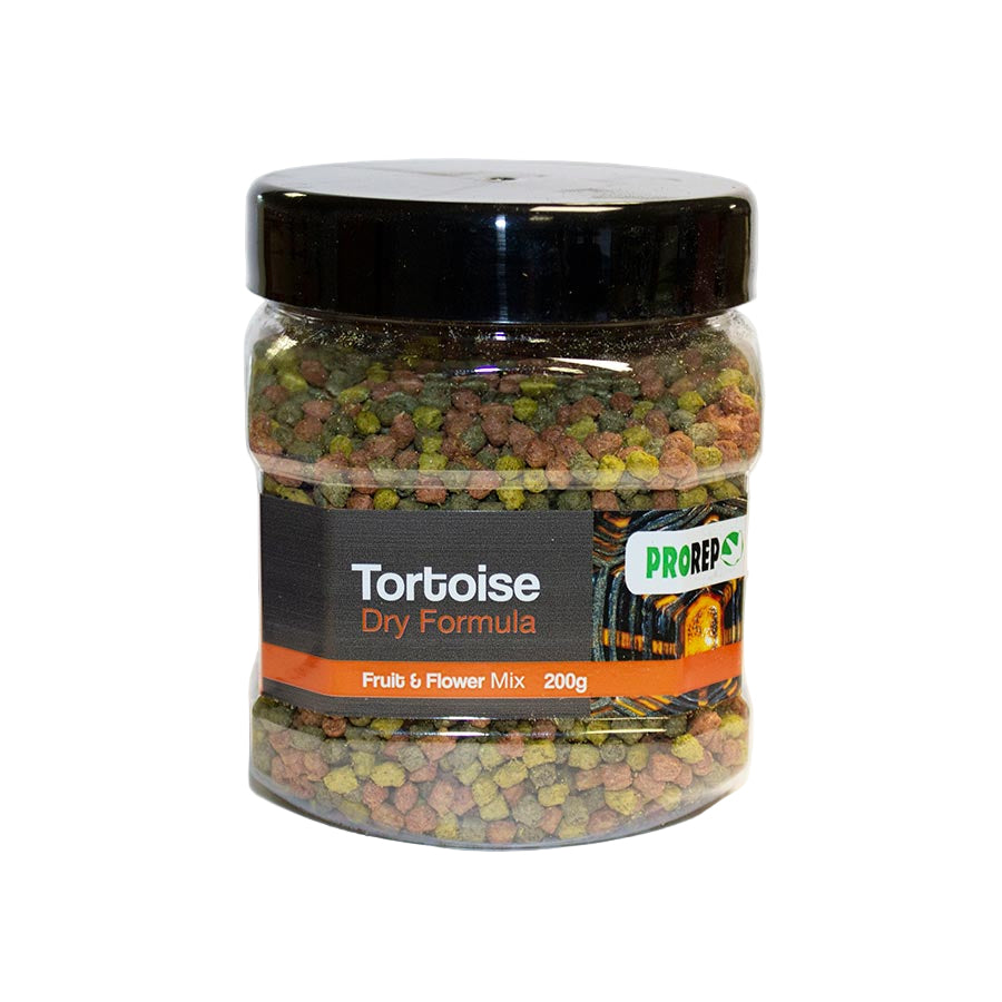 Jar of ProRep Tortoise Dry Formula Fruit & Flower Mix on a white background