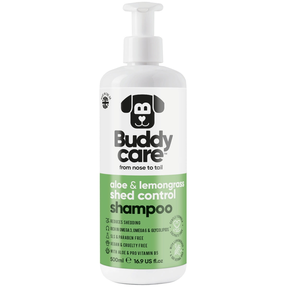 Buddy Care Aloe & Lemongrass Shed Control Shampoo 500ml