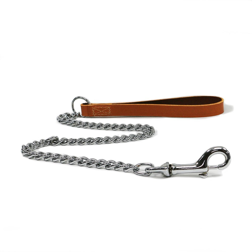 Brown Heavy Sewn Bridle Leather Chain Lead