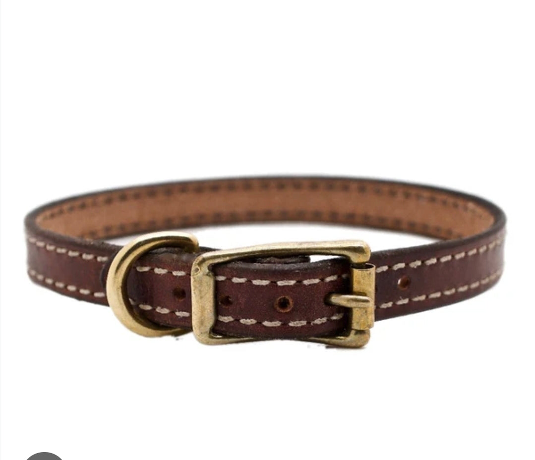 Brown Fully Lined & Sewn Leather Dog Collar